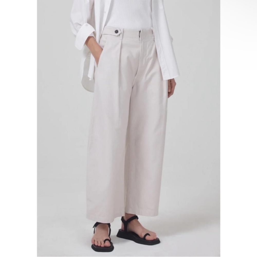 NWT Citizens of Humanity Payton Pleated Trouser Pant in Oysterette Size 25